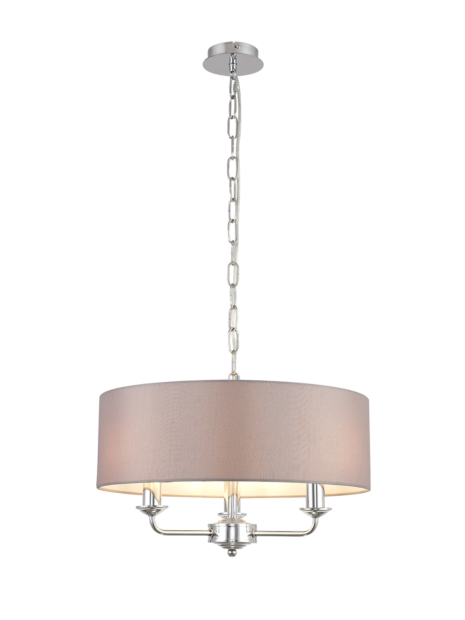 DK0004  Banyan 45cm 3 Light Pendant Polished Chrome; Grey